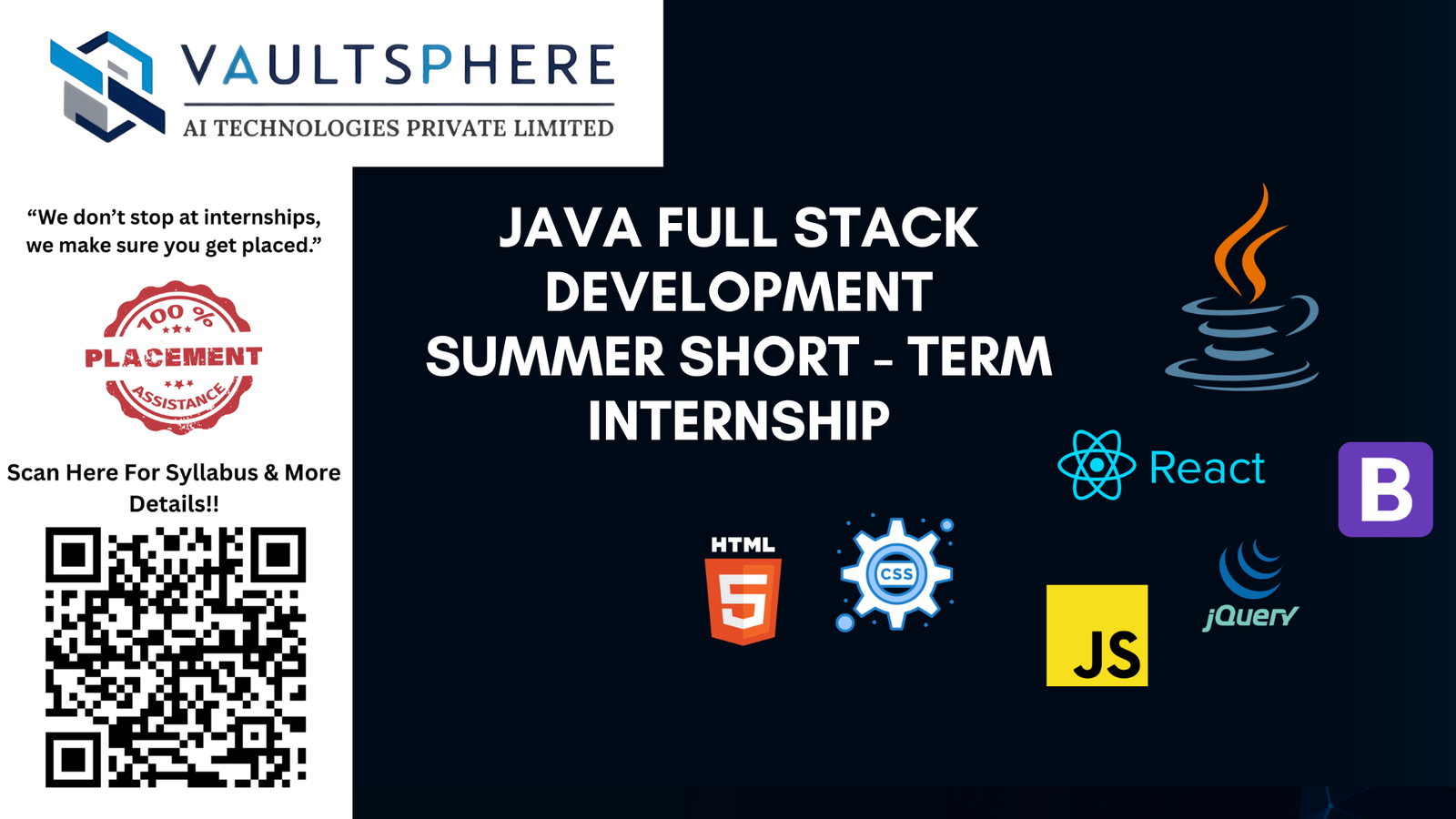 JAVA FULL STACK SUMMER SHORT TERM INTERNSHIP