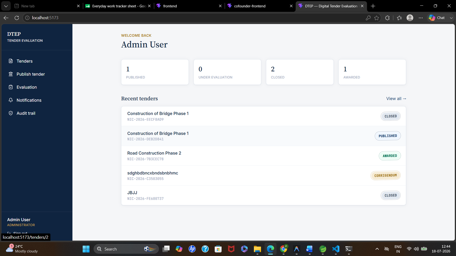 Digital Tender Evaluation Platform