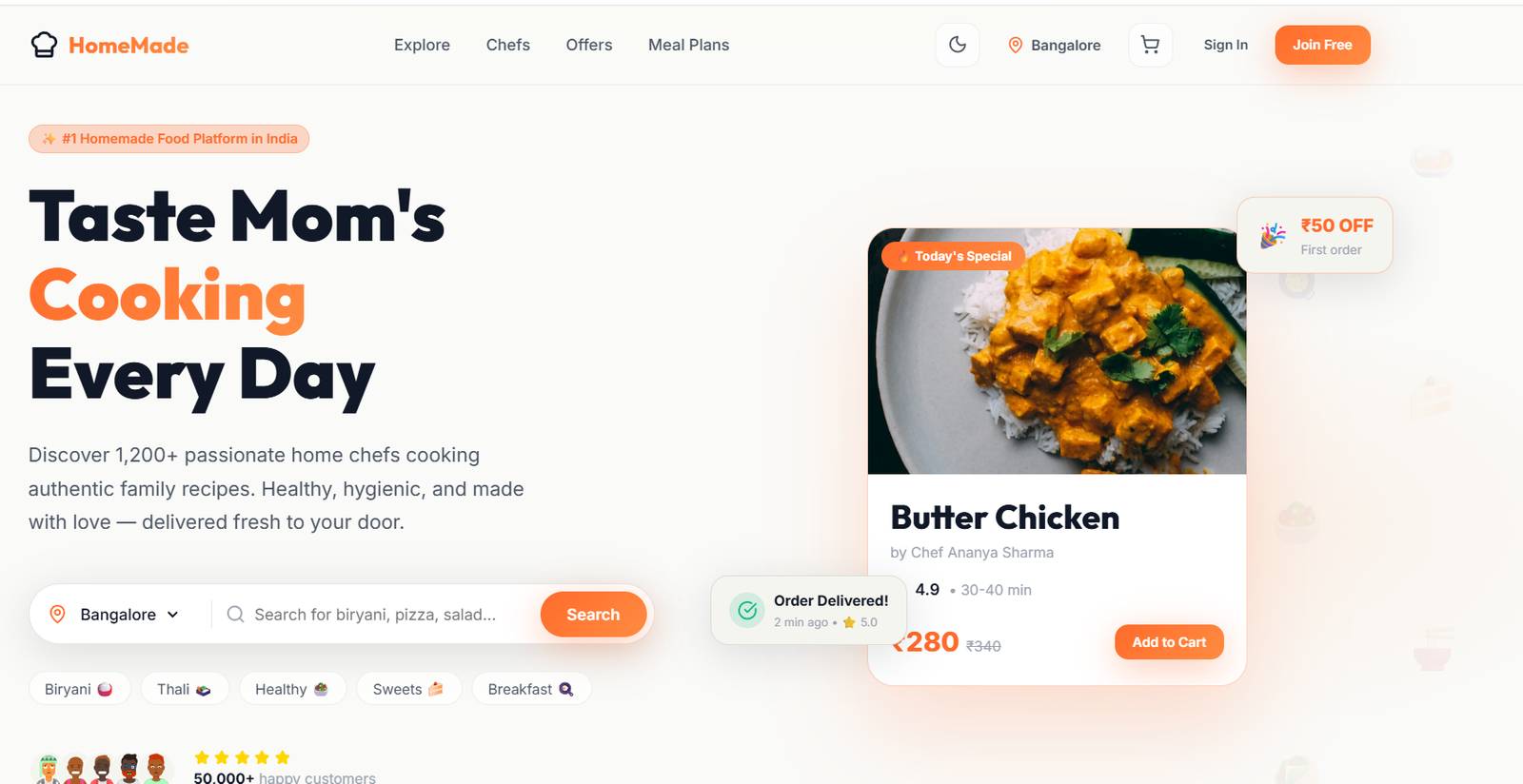 Homemade Food Orders E-Commerce Platform
