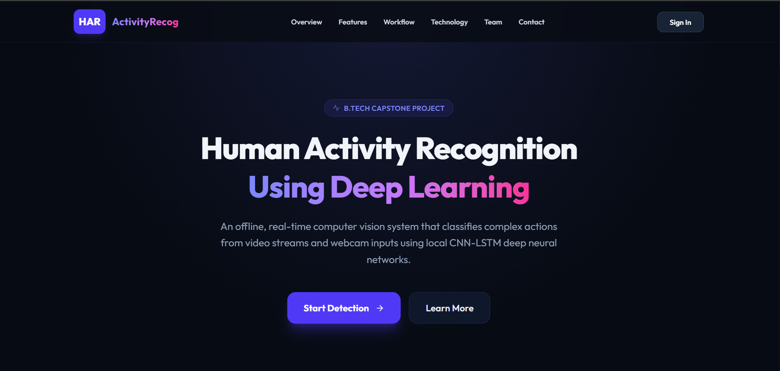 Human Activity Recognition Using Video Stream