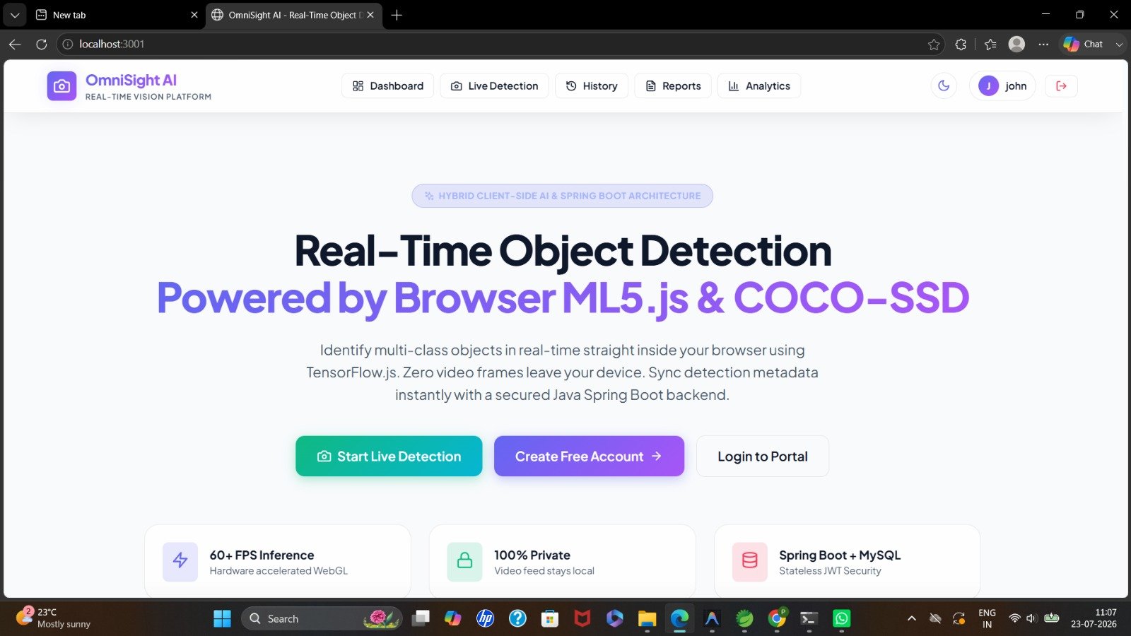 Real-Time Object Detection System Using COCO-SSD and ML5.js