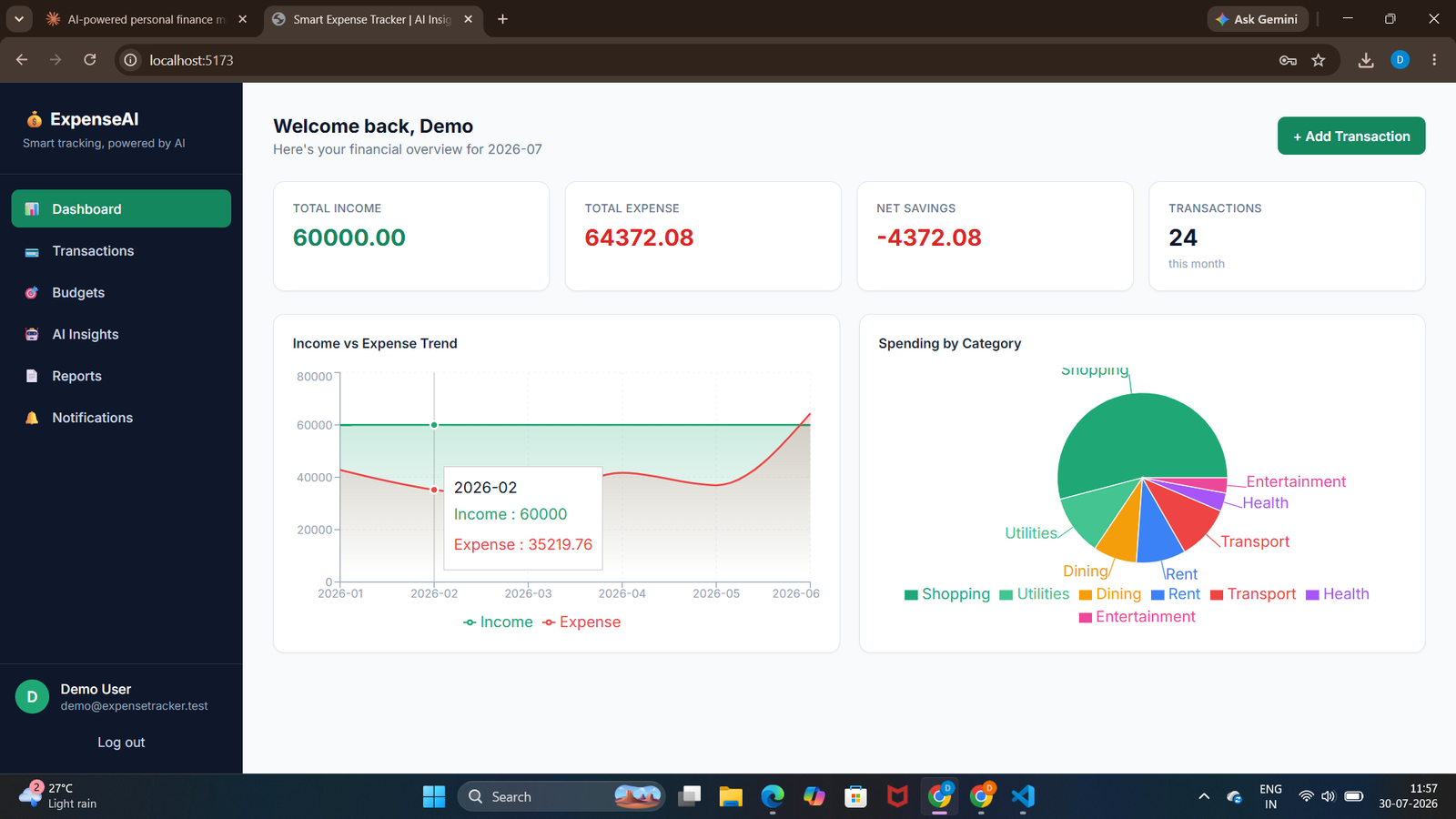 Smart Expense Tracker with AI Insights