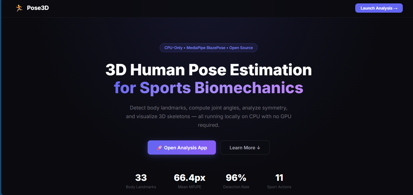 3D Human Pose Estimation for Sports Biomechanics Analysis