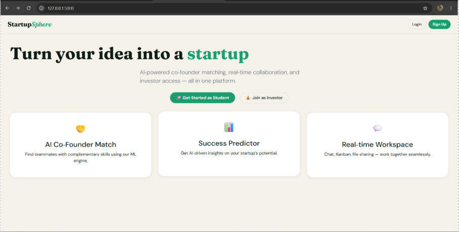 StartupSphere: AI-Powered Startup Collaboration Platform