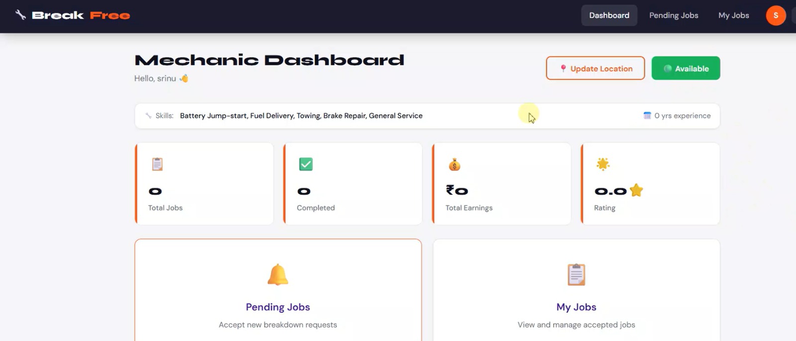 On Road Vehicle Breakdown Assistance Finder